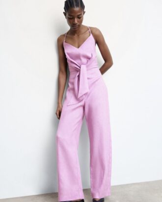 Linen Tie Jumpsuit - LC and Cheeks Plus Size Store