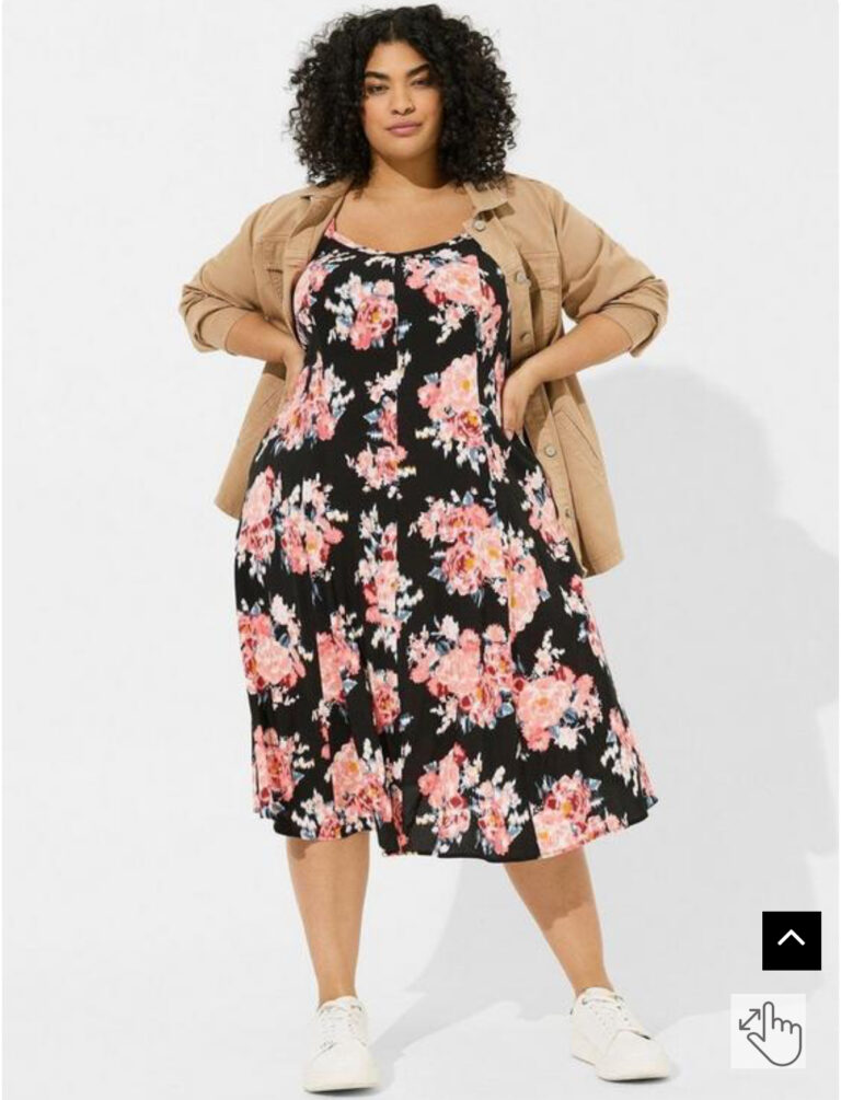 Floral Midi Dress - Plus Size pink floral spaggetti midi - Available at LC and Cheeks