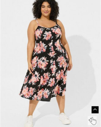 Floral Midi Dress - Plus Size pink floral spaggetti midi - Available at LC and Cheeks