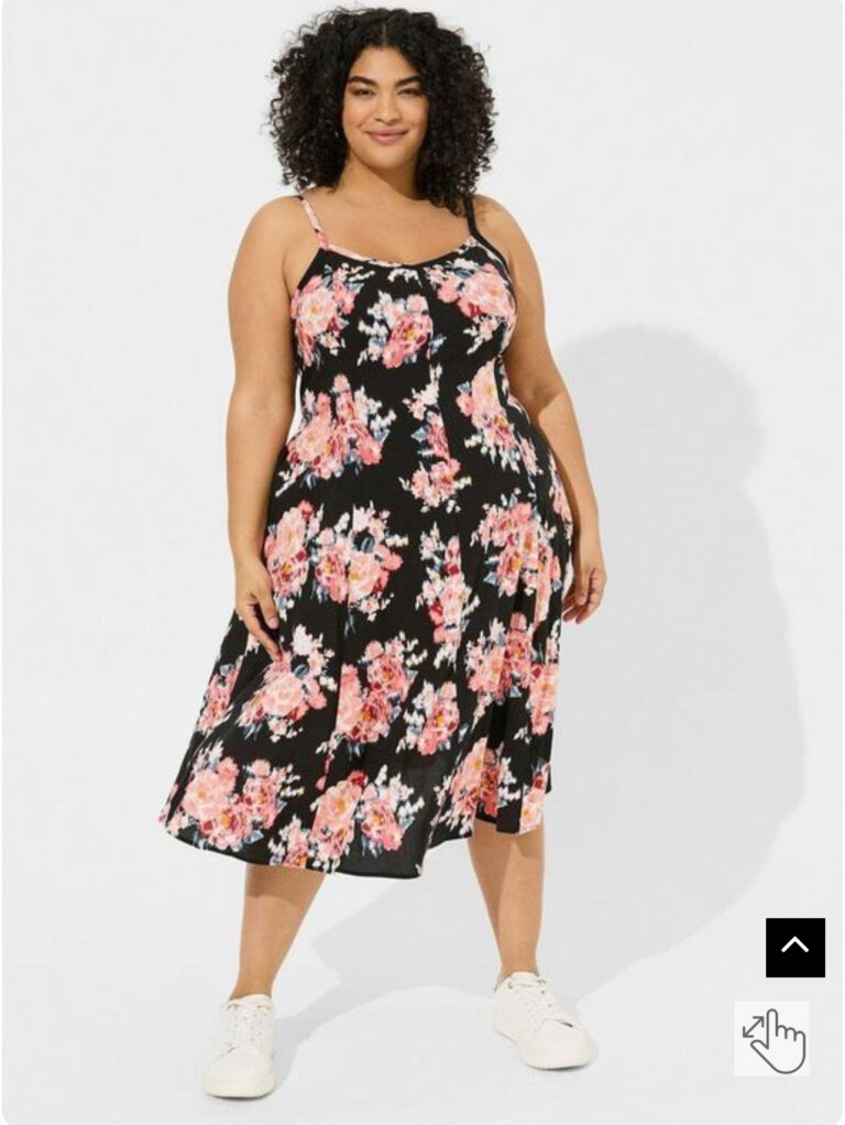 Floral Midi Dress - Plus Size pink floral spaggetti midi - Available at LC and Cheeks