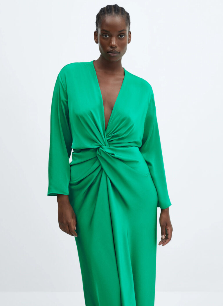 LC AND CHEEKS CLASSY KNOTTED PLUS SIZE DRESS IN GREEN