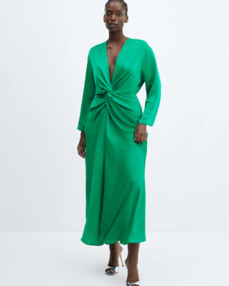 LC AND CHEEKS CLASSY KNOTTED PLUS SIZE DRESS IN GREEN