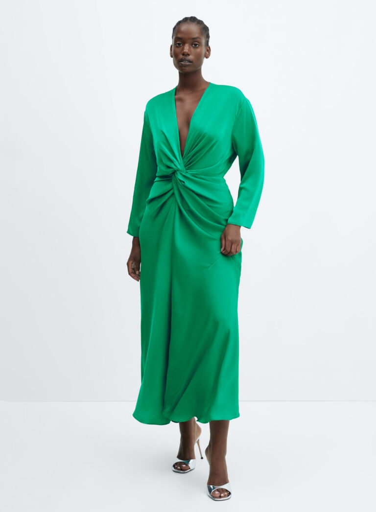 LC AND CHEEKS CLASSY KNOTTED PLUS SIZE DRESS IN GREEN