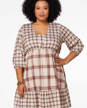 Brown Check Swing Dress from LC and Cheeks Plus Size Store