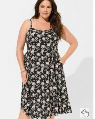 Black Floral Swing Dress