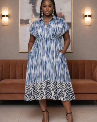 8lue Printed Shirt Dress - Plus size shirt dresses at LC and Cheeks