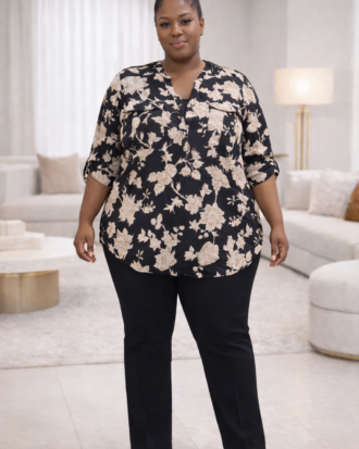 Cream and Black Turn Up Shirt