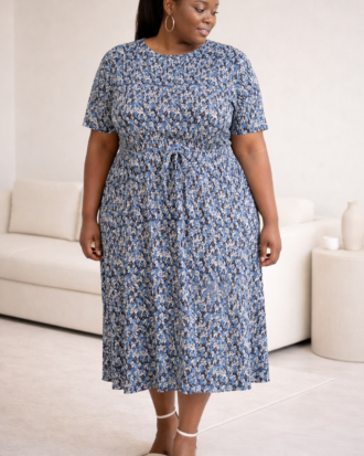 Floral Textured Dress - Blue