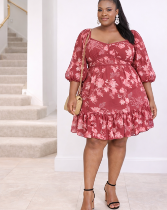 Floral Burgundy Swing Dress