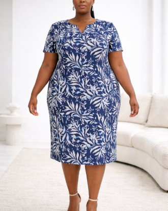 Painted Floral Dress - Blue