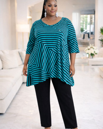 Asymmetric Striped Blouse