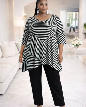 Asymmetric Striped Blouse