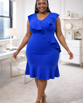 Frill Work Dress - Blue