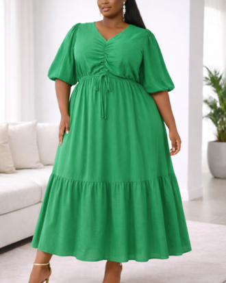 Puffy Sleeved Midi - Green