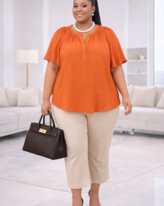 Flare Sleeve Burnt Orange Top