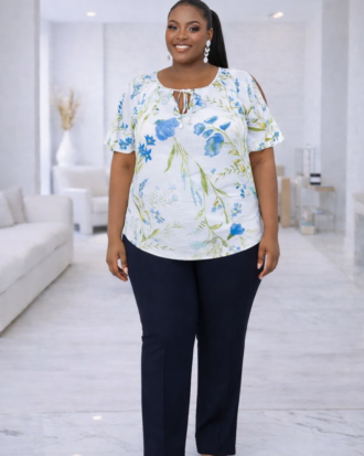 Floral White Chiffon Blouse